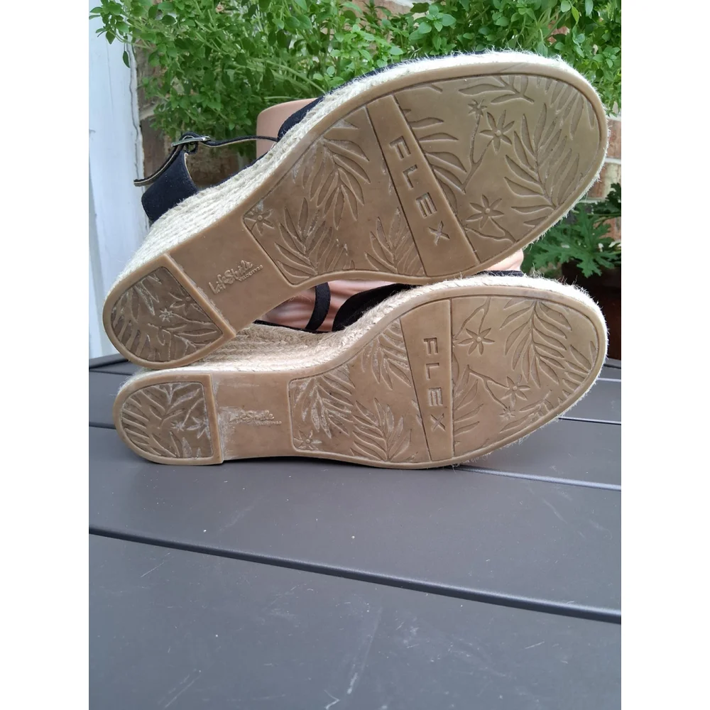 🌷EUC Women's Life Stride Black Wedge Sandals Size 10W - Picture 6 of 9